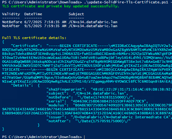 SolidFire TLS Certificate Renew Script
