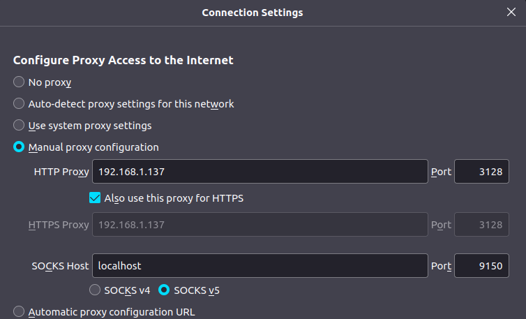 Configure HTTP(S) proxy in your browser