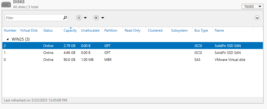 iSCSI volumes online
