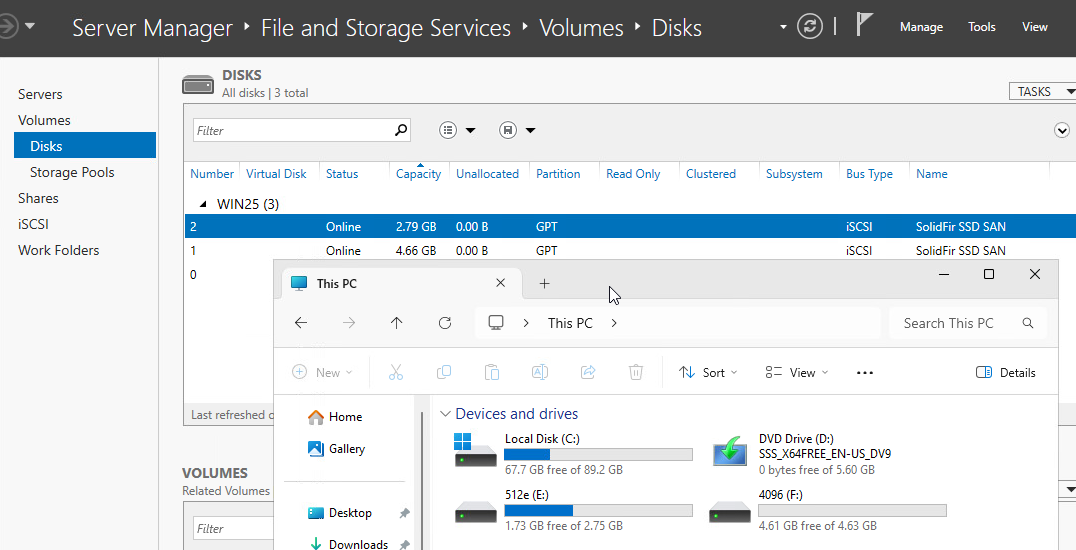 ReFS and NTFS volumes online