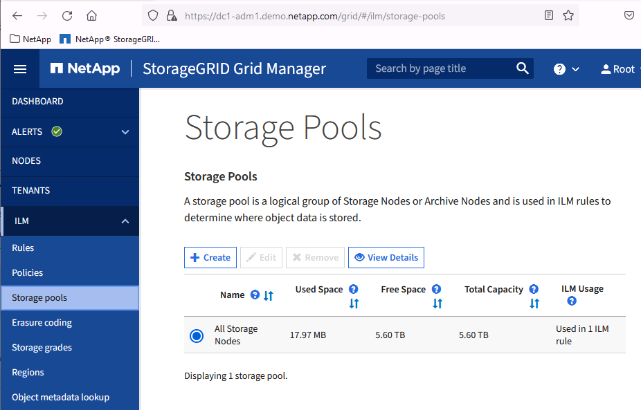 Default storage pool