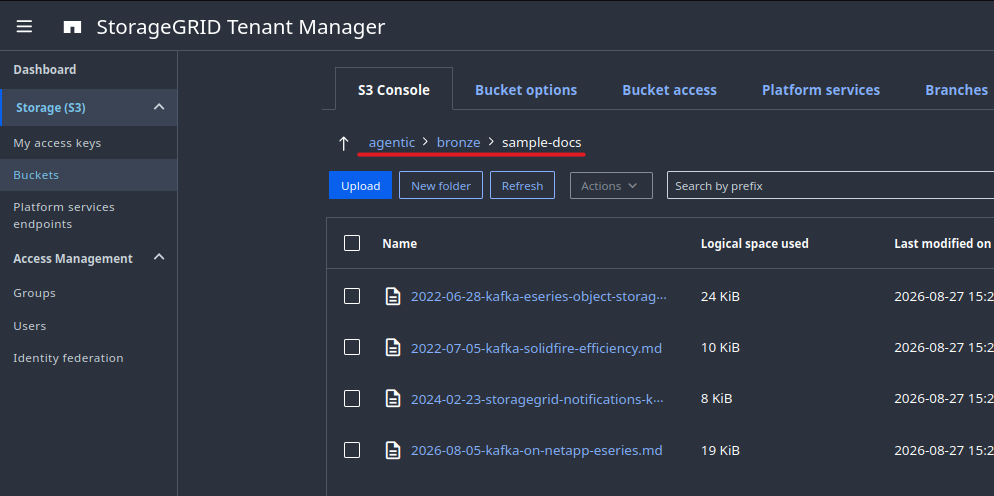docs in StorageGRID bucket