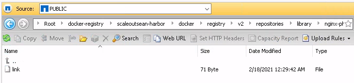Harbor's docker-registry bucket