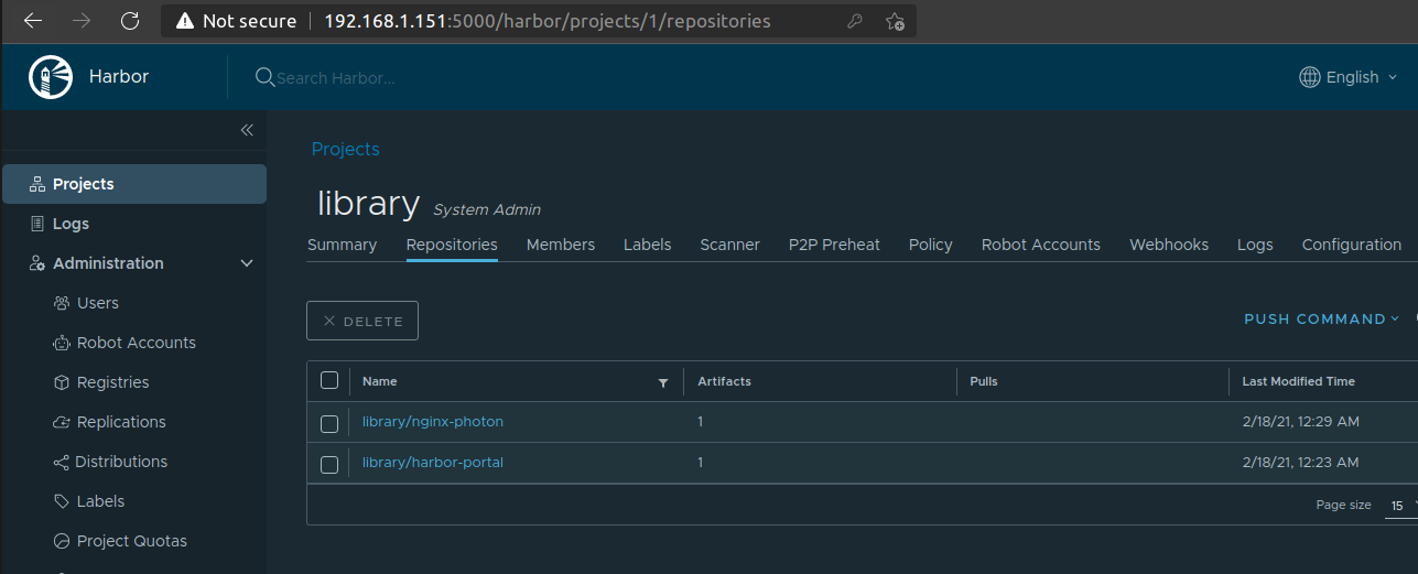 Harbor's docker-registry bucket
