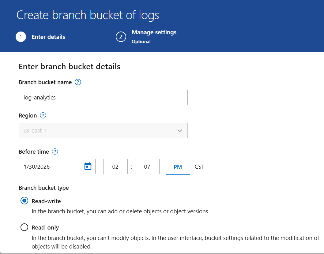 PiT bucket snapshot