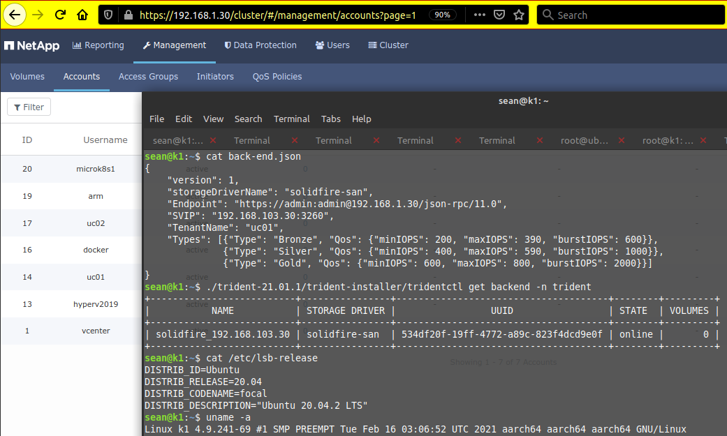 SolidFire Demo VM (amd64) with K8s on Linux (arm64) 