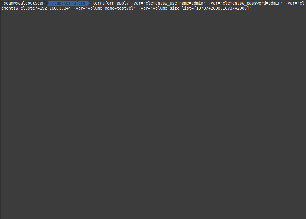 Using Terraform 1.0.6 with SolidFire 12