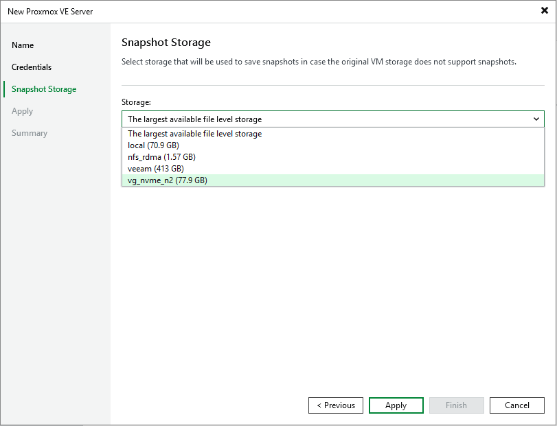 Snapshot repository data store for VI