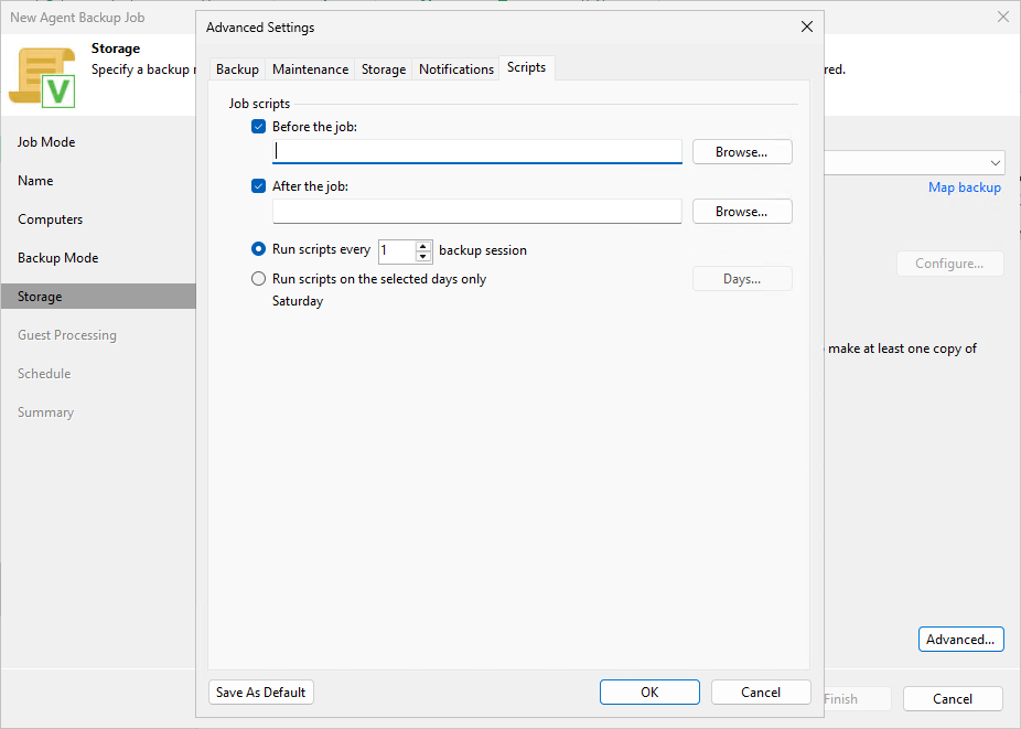 Run agent backup scripts as user