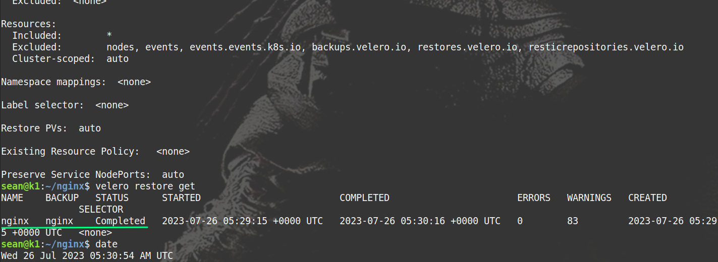 Velero restore from ONTAP S3 bucket