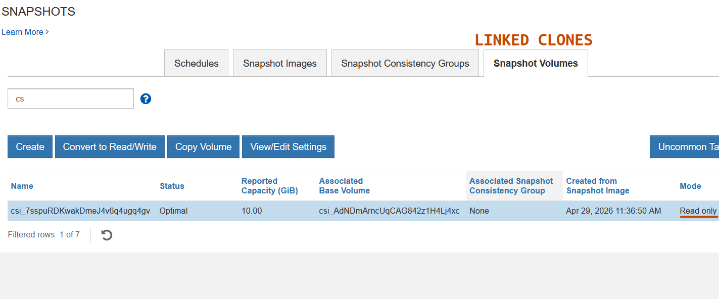 Linked Clone of IBM Block CSI volume