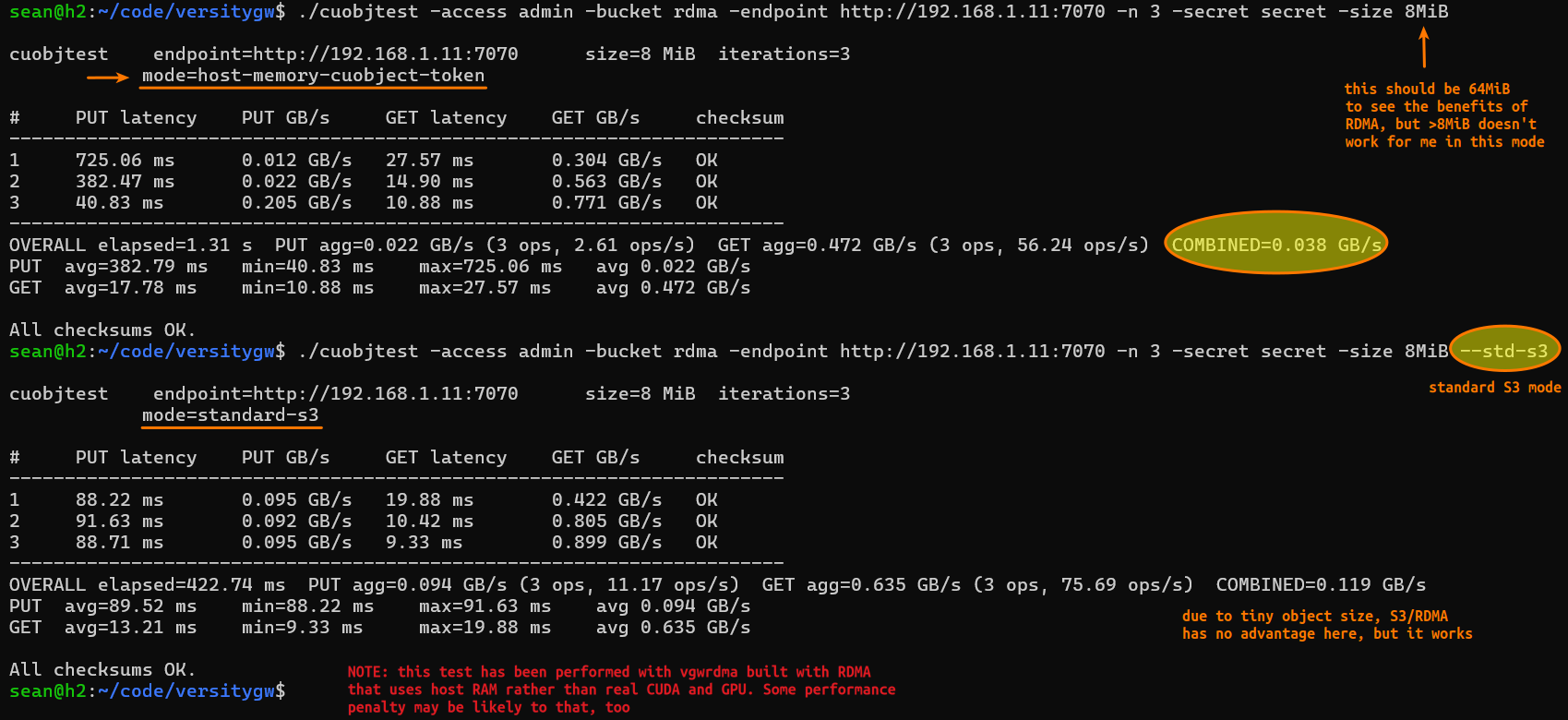 Host RDMA test