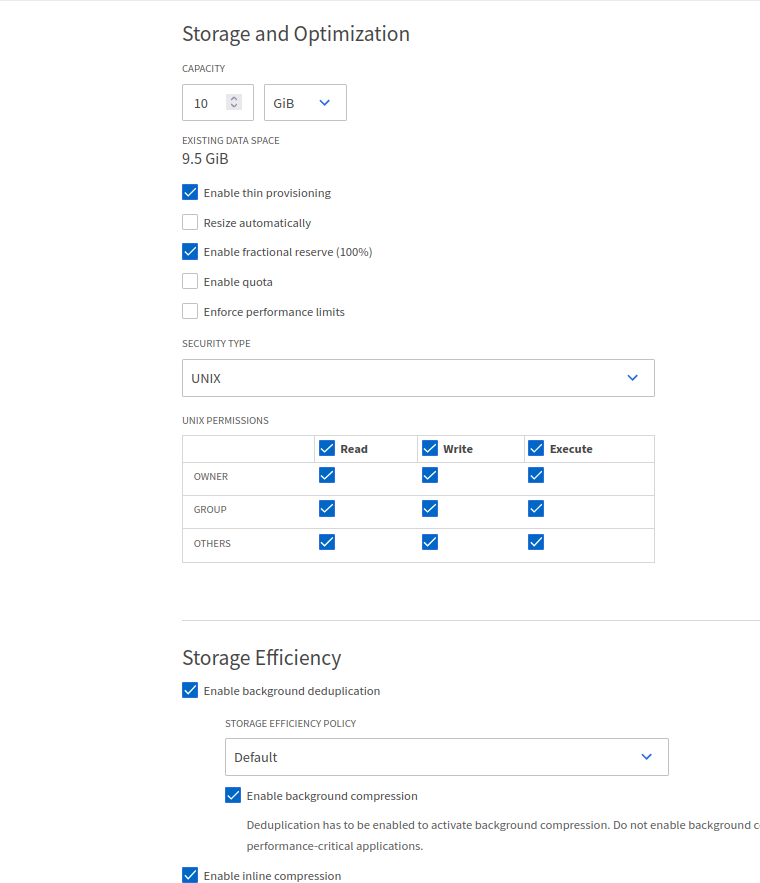 Make sure Thin Provisioning is enabled
