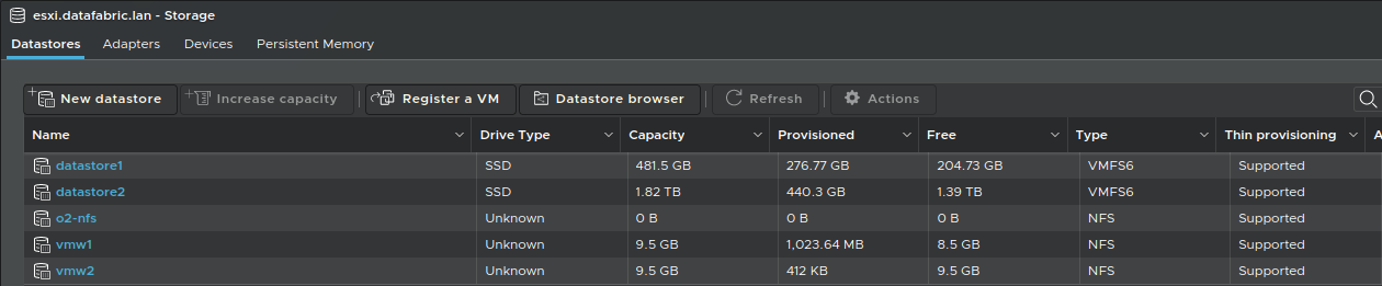 Review current storage view from ESXi