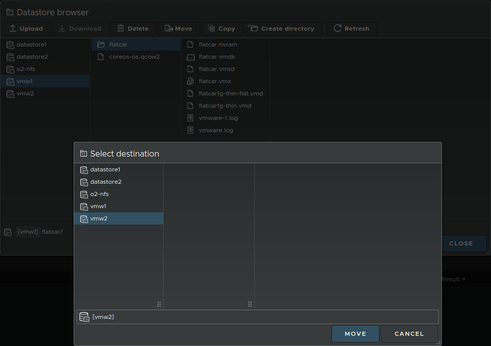Move zeroed-out VMDK to another NFS share