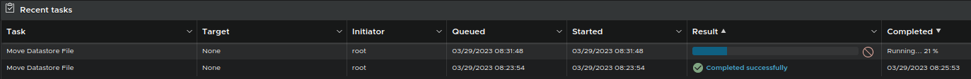 Optionally move VM back to the original NFS share vmw1