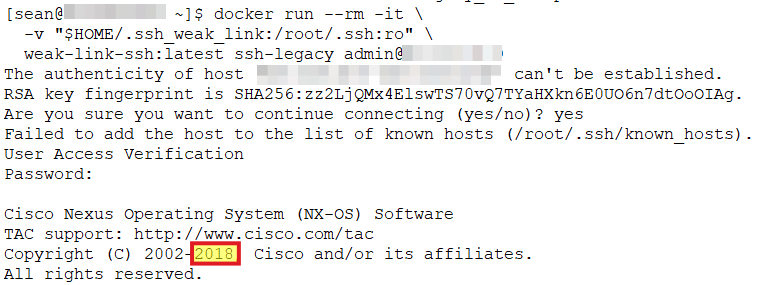 Weak Link SSH connected to SSH server from 2018)
